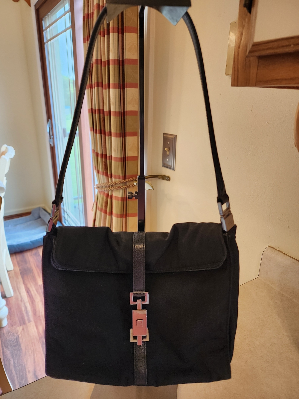vintage Gucci Jackie shoulder bag in black nylon with silver-tone hardware